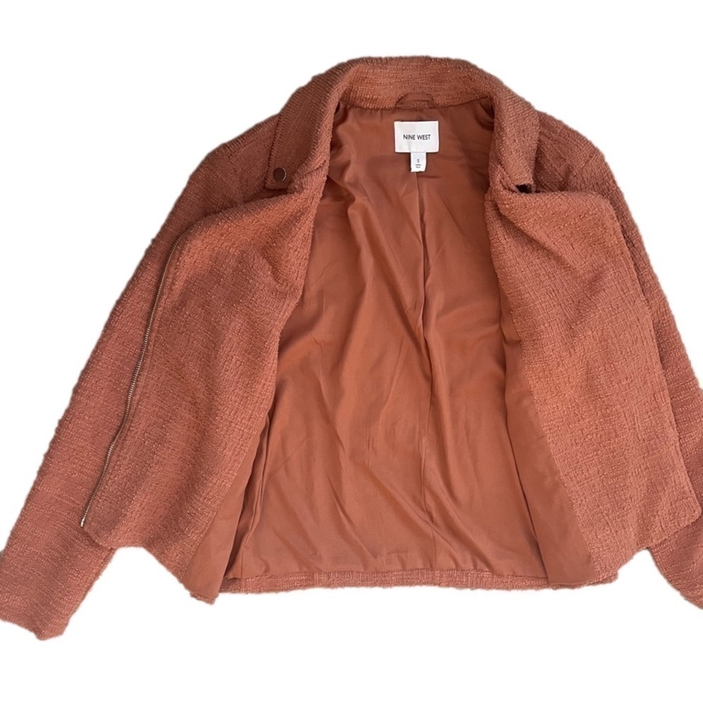 Nine West Rust Textured Moto Jacket, S - Picture 4 of 8